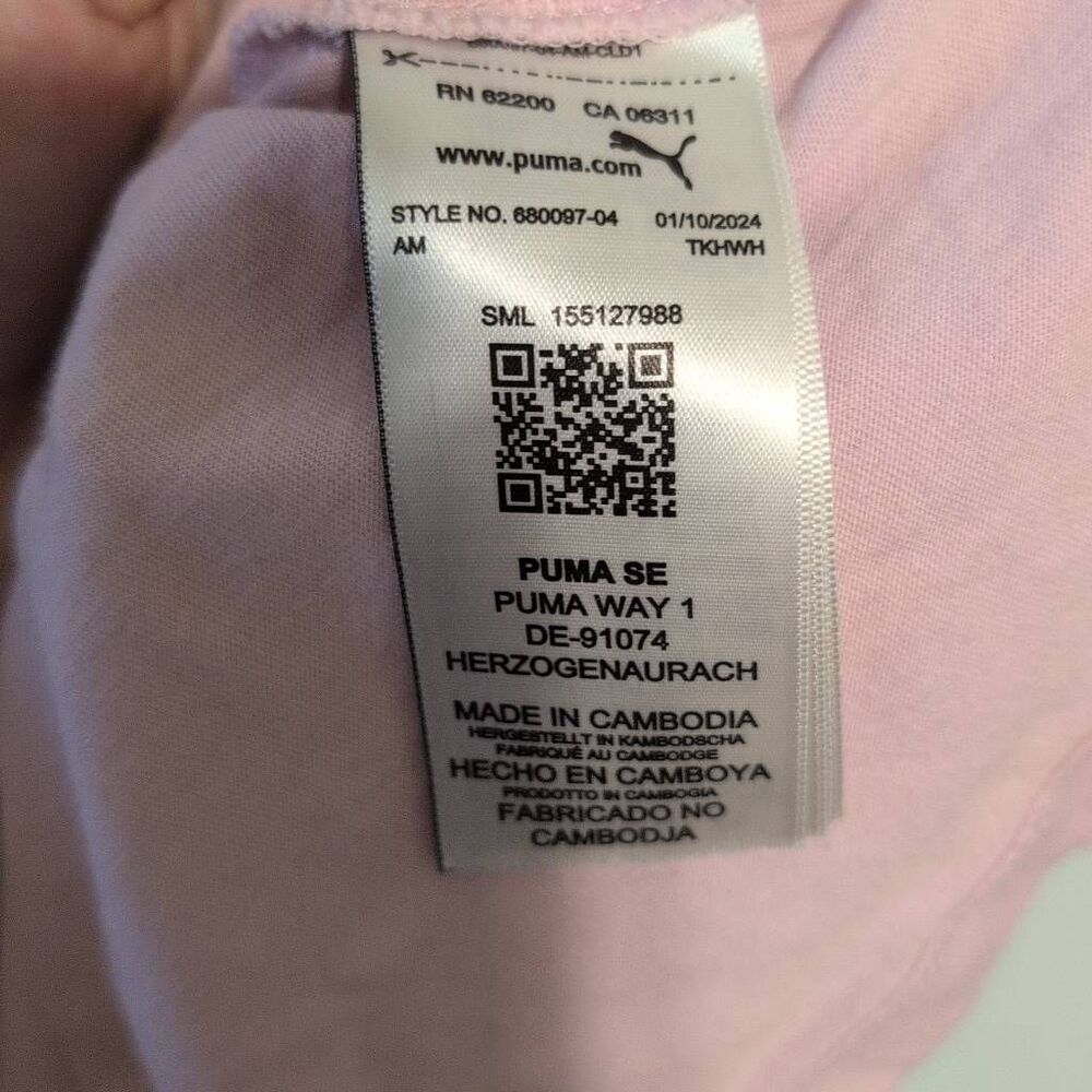 Puma Women's Size L Crewneck Casual Tshirt Tee Pink Purple Floral - Picture 3 of 4